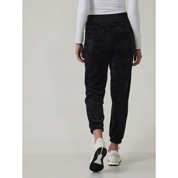 Athleta Recovery Cozy Karma Joggers Small Black Velour Pants Athletic Lounge - Picture 2 of 8